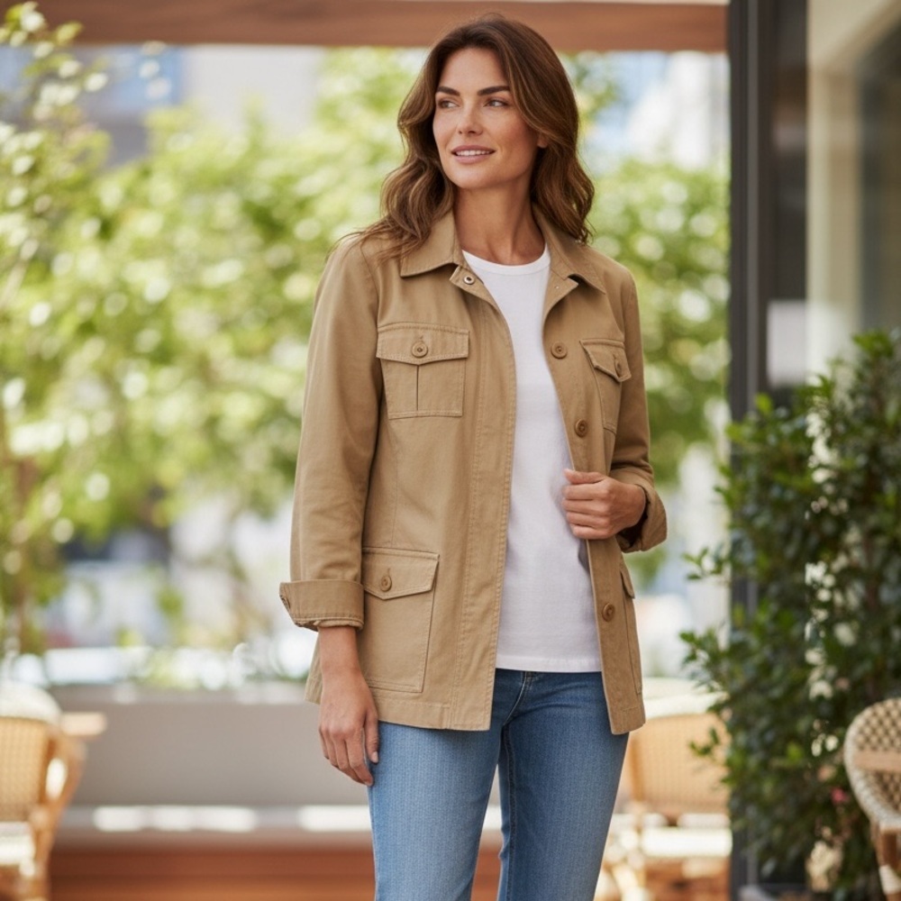 Theory Classic Khaki Safari Jacket 4 Pocket Veronica Mars Streetwear